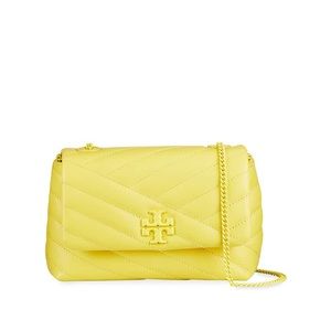 Tory Burch Kira Chevron Leather Mini Shoulder Bag Neon Green Yellow